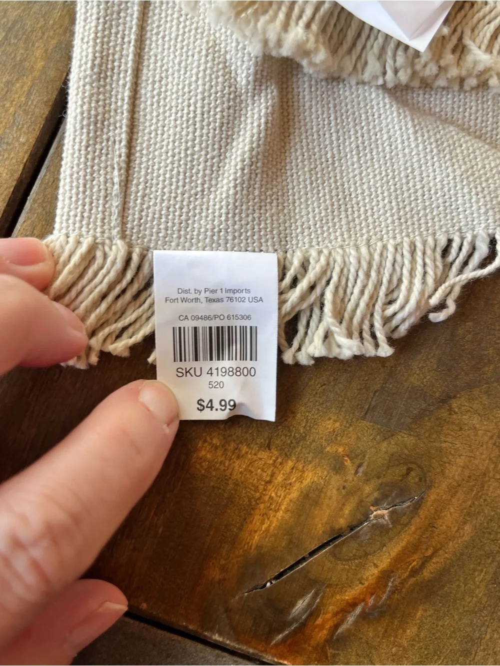 Pier 1 Fringed Woven Cotton Placemats in Light Tan NWT Cottagecore BoHo Set of 2
